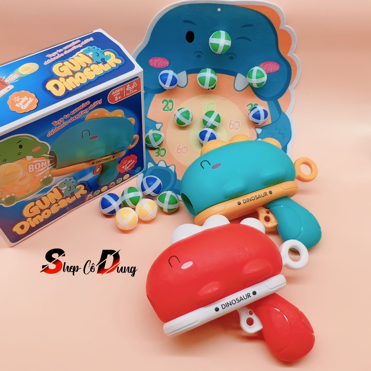 Đồ chơi tập nhắm bóng gai khủng long tặng kèm 6 bóng và tấm ngắm bóng khủng long an toàn cho bé - Quà tặng hấp dẫn cho bé