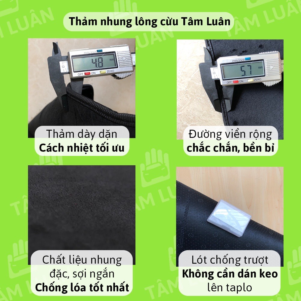 Thảm taplo xe ô tô nhung lông cừu Tâm Luân chống nắng và chống nóng không thấm nước (28 dòng xe - đời xe)