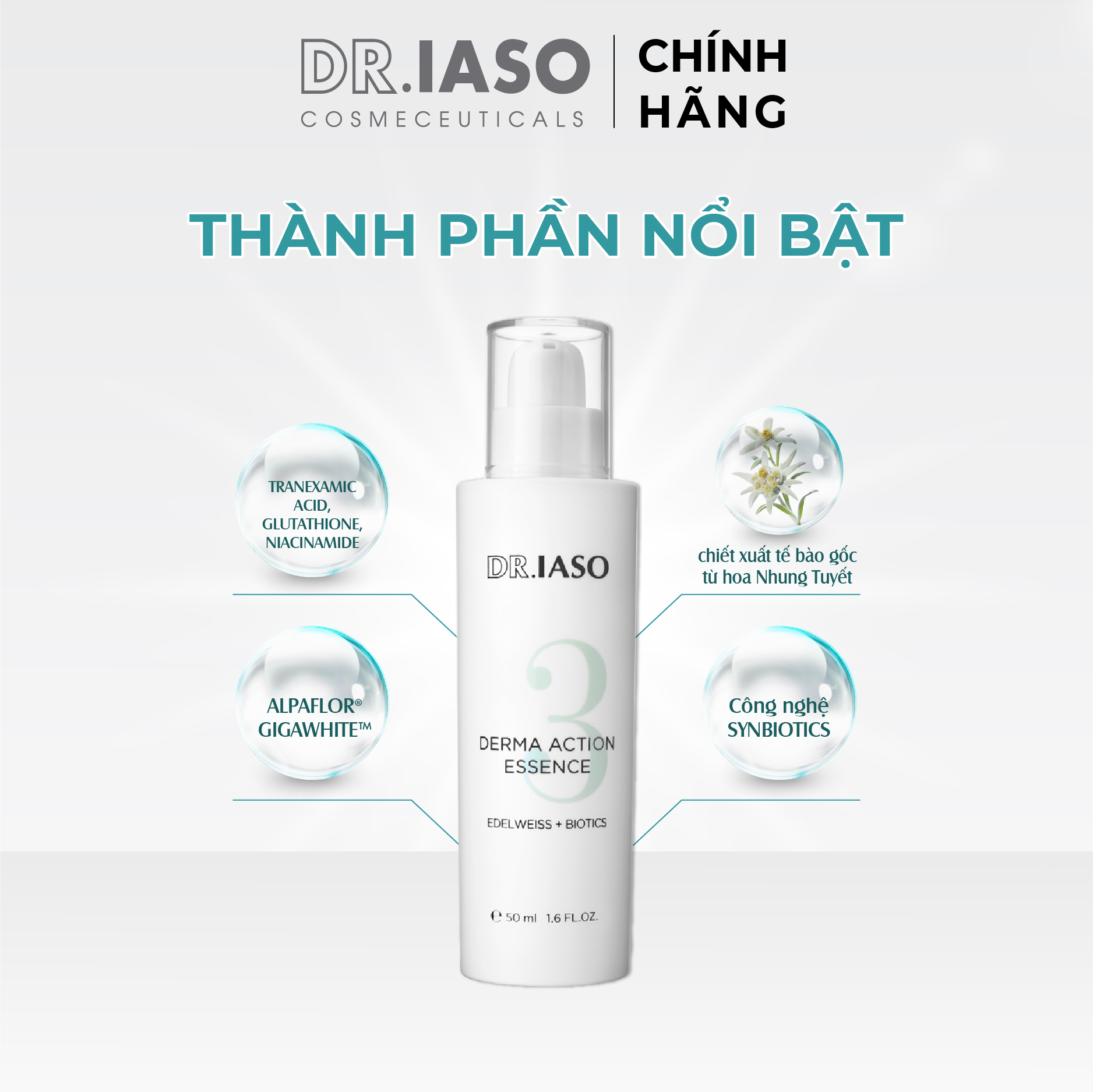 D44 Tinh chất giúp giúp làm trắng da, giảm nám - Dr.Iaso Derma Action Essence 50ml