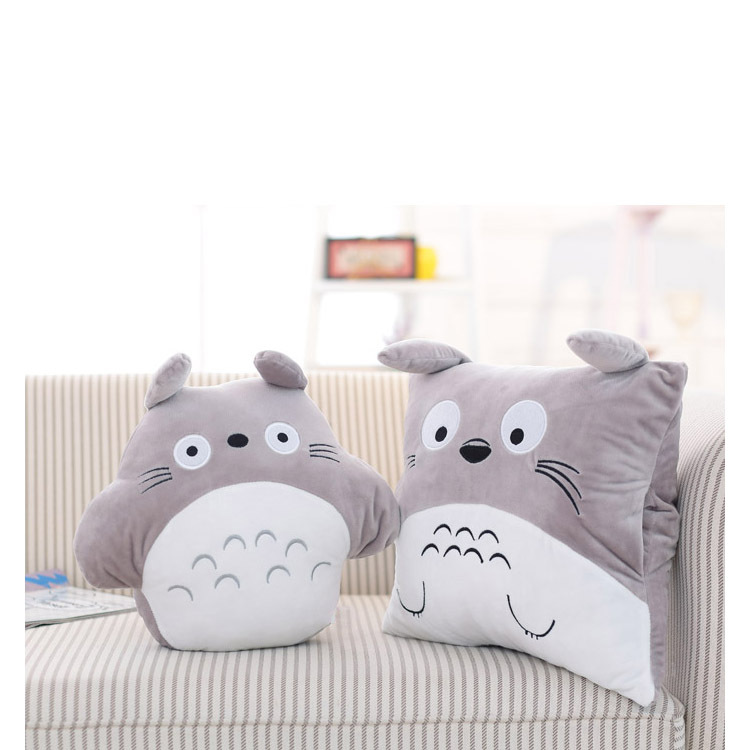 Combo Mền Gối Ngủ Văn Phòng Tiện Lợi Totoro Tròn Màu Xám Siêu Mịn 1.1x1.7m