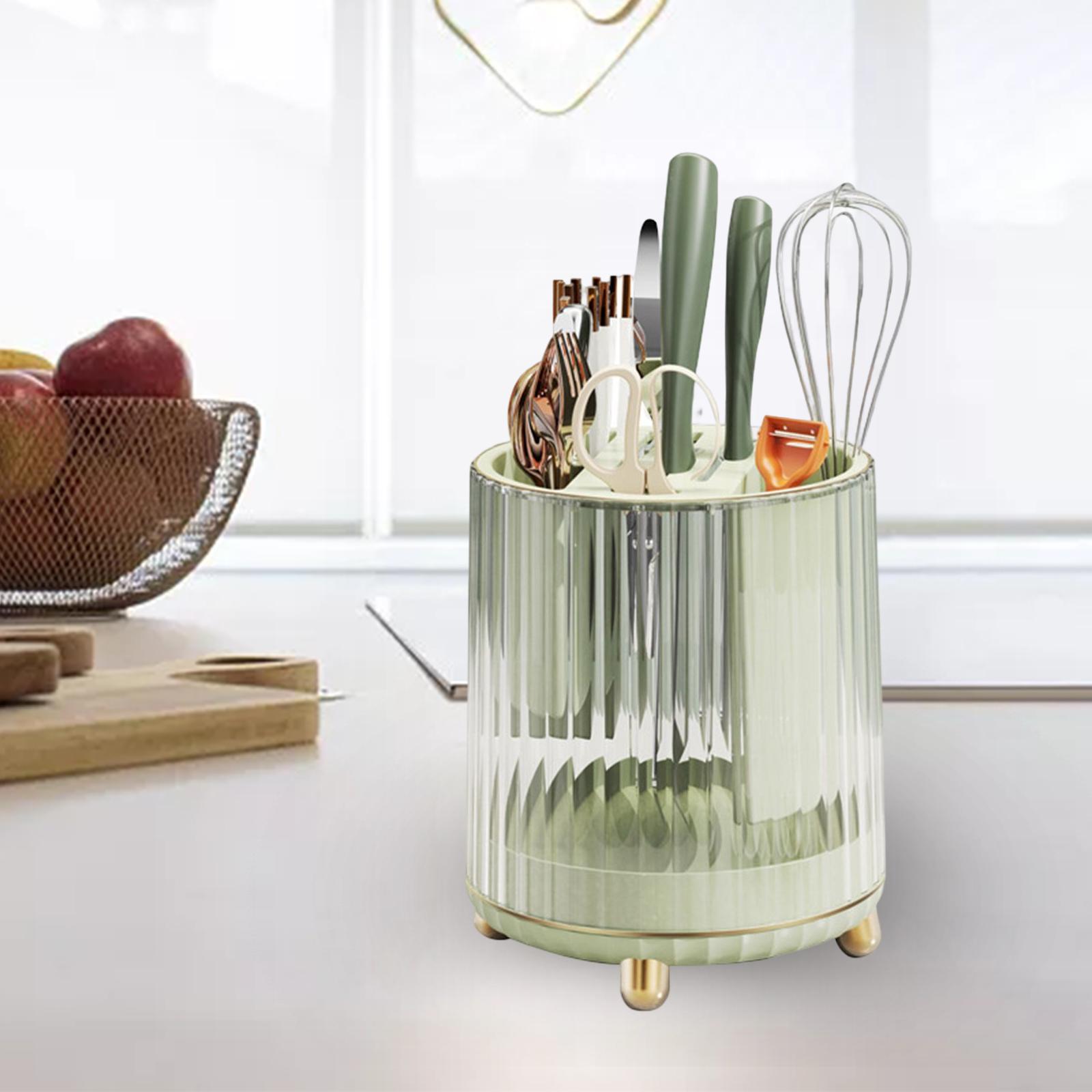 Countertop Utensil Caddy Storage Organizer Rack Flatware Caddy for Cabinet Green