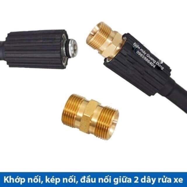 Khớp nối, kép nối, đầu nối giữa 2 dây xịt rửa - rửa xe áp lực cao (Hợp kim đồng)