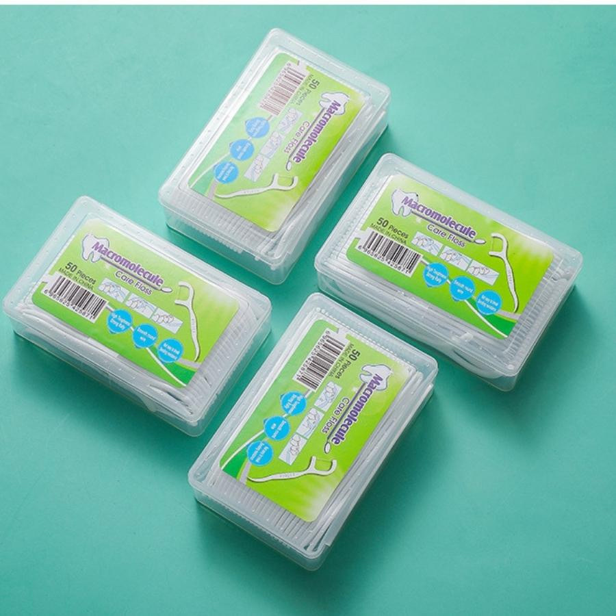 Phụ kiện nhà bếp phòng ăn - Hộp 50 cây tăm chỉ nha khoa ,an toàn dễ sử dụng
