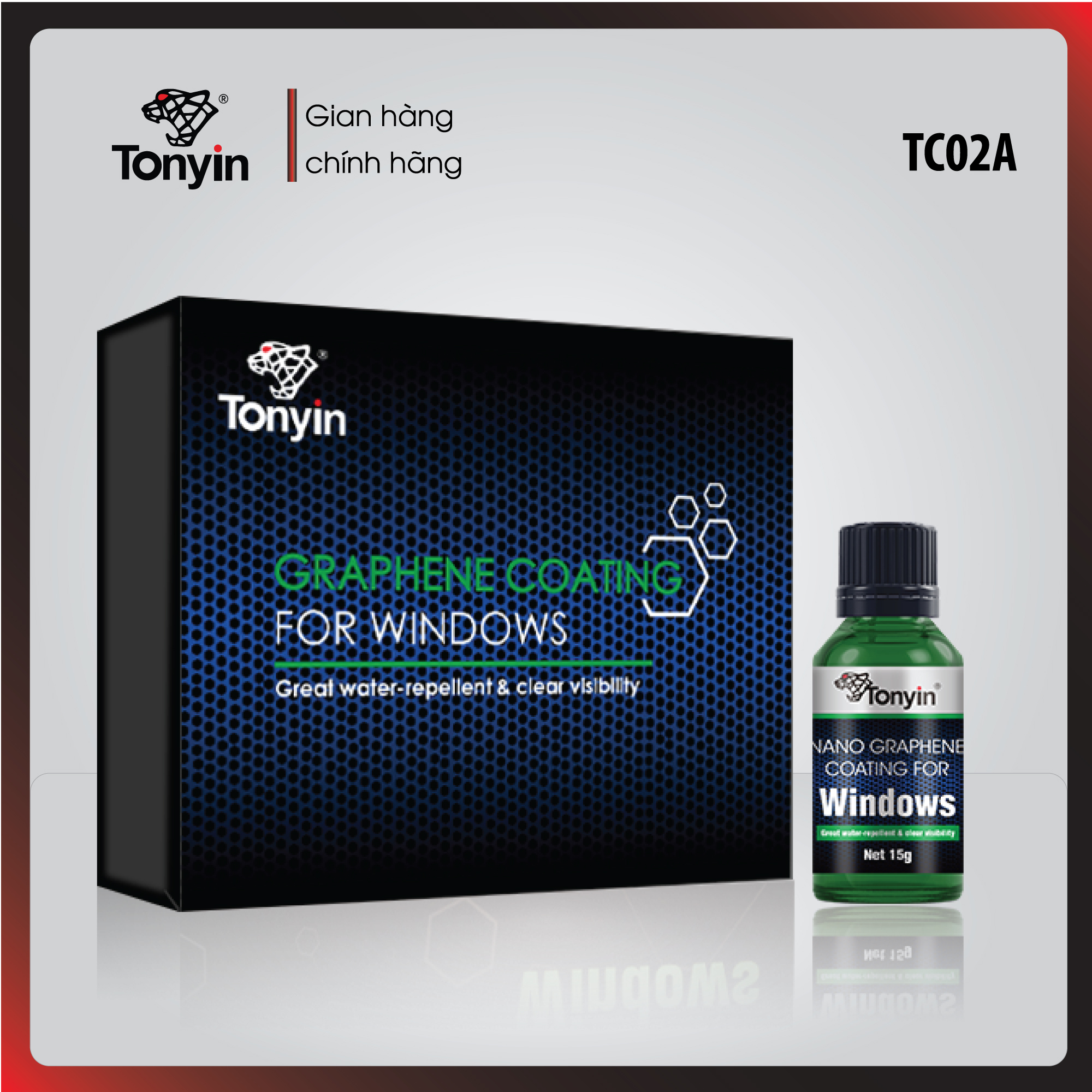 Bộ sản phẩm Ceramic Graphene Coating Tonyin TC02A cho kính ô tô, Lazang- Mâm xe 15g