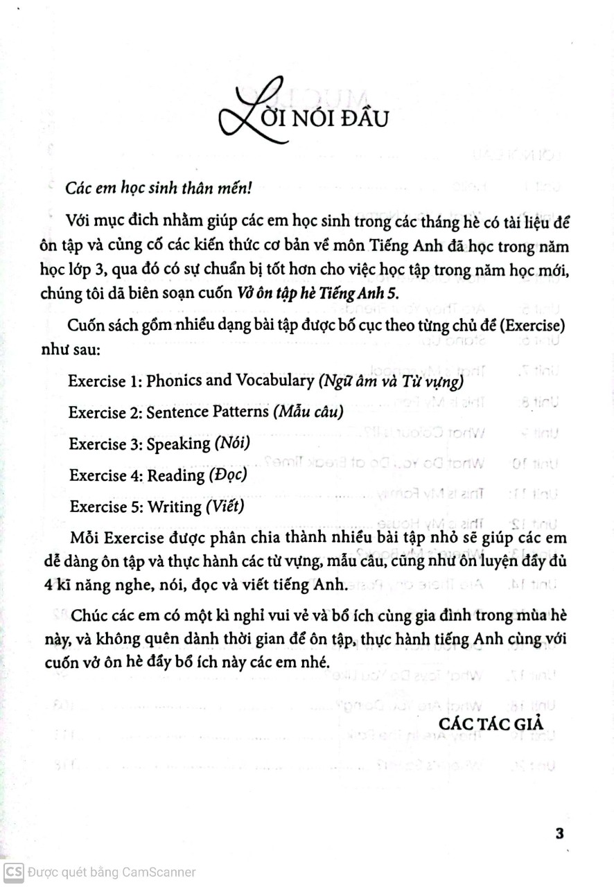 Vở Ôn Tập Hè Tiếng Anh 3