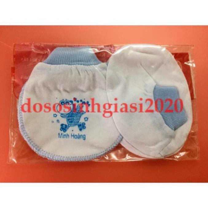 Set 5 đôi bao tay chân trắng cổ bo cho bé sơ sinh
