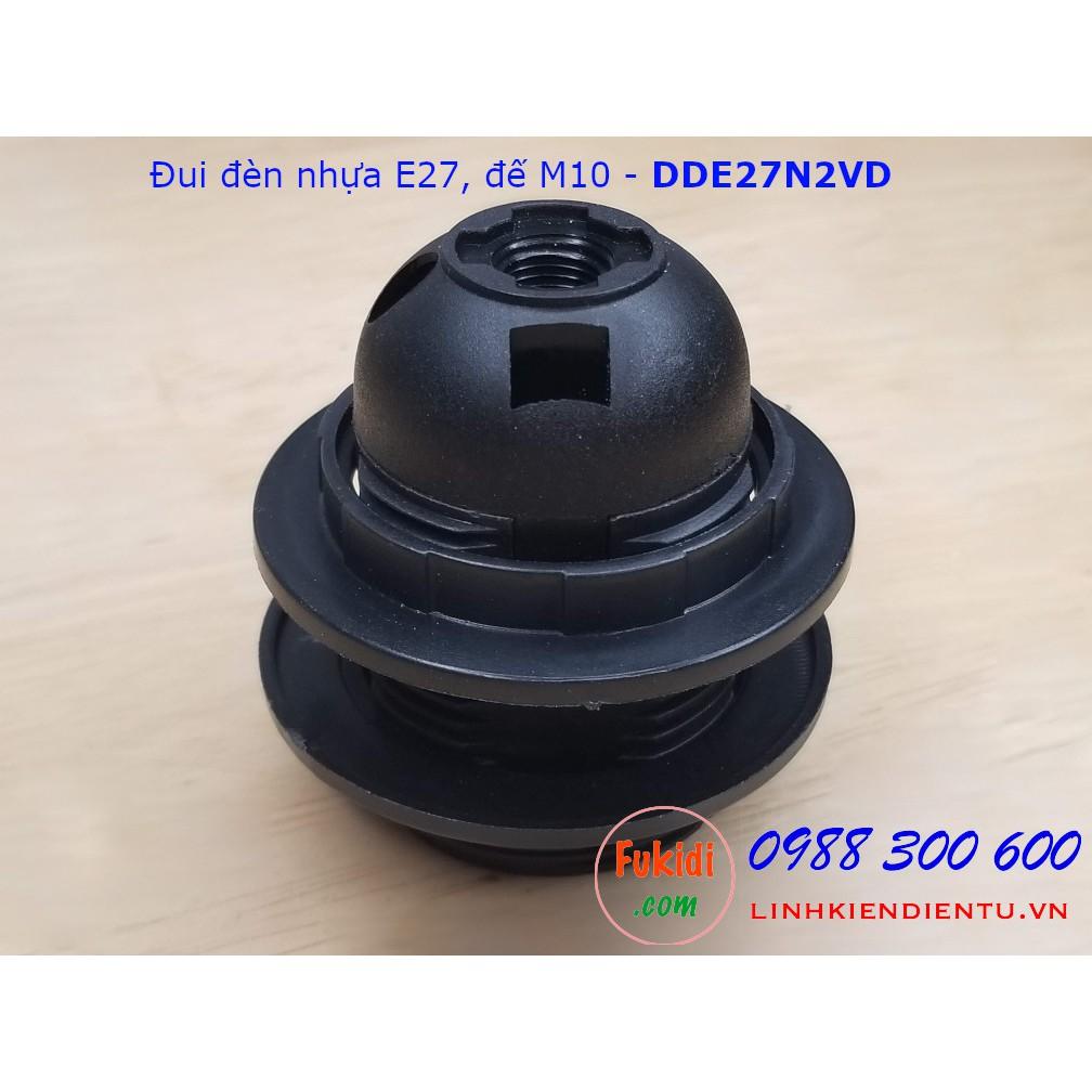 Đui đèn nhựa E27 có vòng kẹp chóa đèn, đế gắn phi 10mm màu trắng và đen - DDE27N2VT, DDE27N2VD