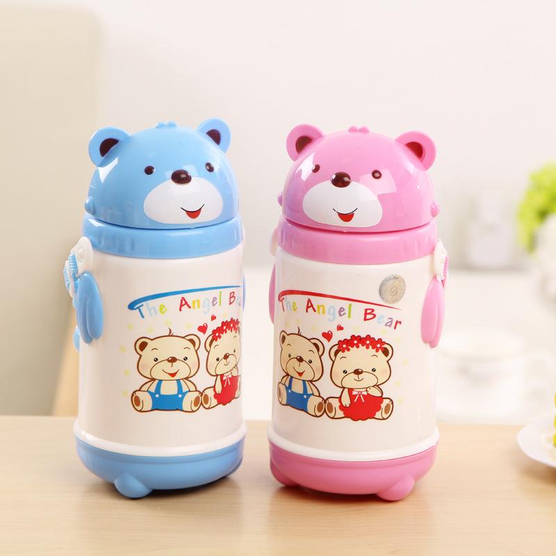 Cốc cách nhiệt đặc biệt dành cho trẻ em có ống hút cốc chống rơi cốc nước cầm tay học sinh mẫu giáo tiểu học nam và nữ ấm đun nước hình gấu