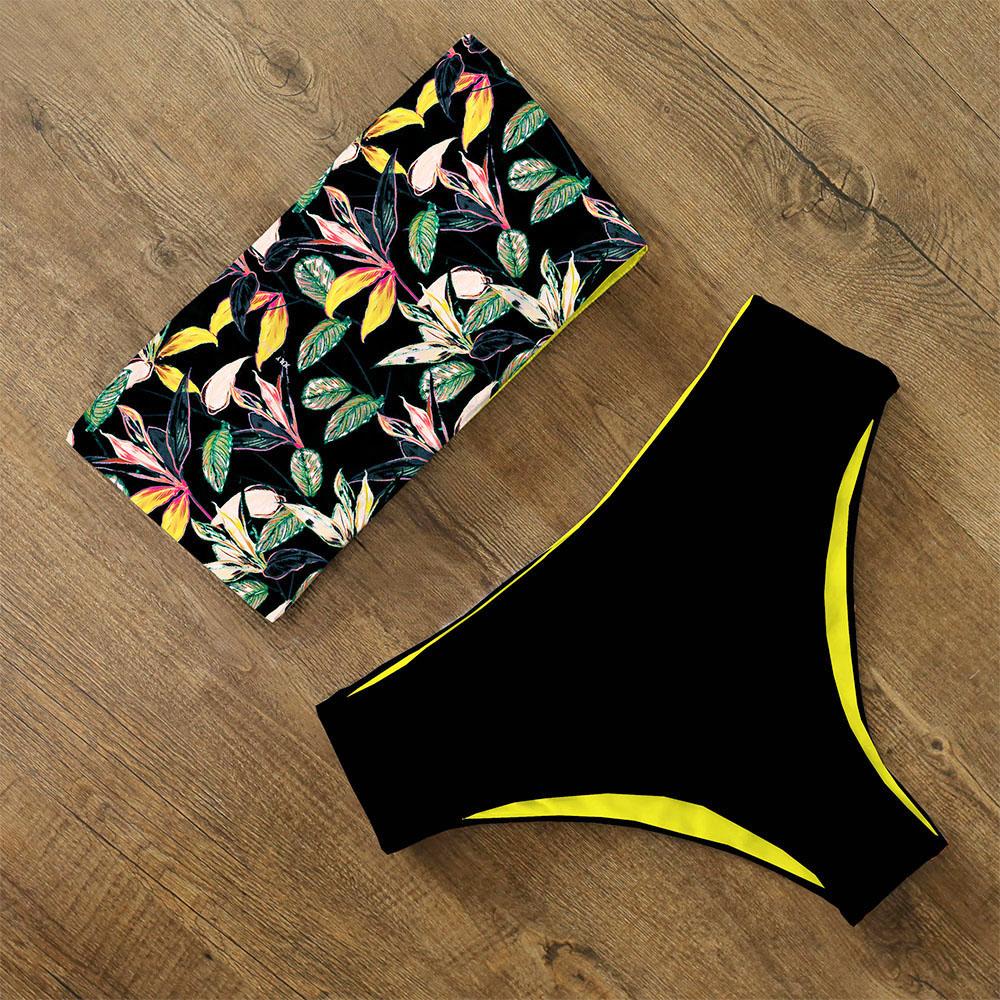 Bikini 2021 Đồ Bơi Đồ Bơi Nữ Váy In Hình Cao Cấp Bikini Bộ Chéo Lưng Bandeau Áo Tắm Nữ Mặc Đi Biển Biquini