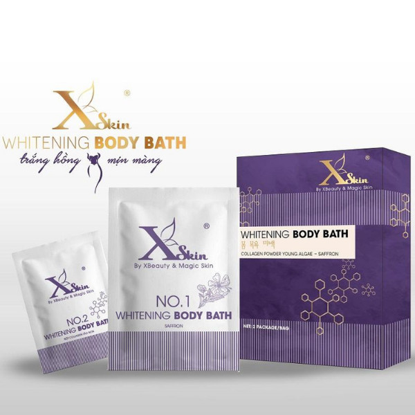 XSKIN Whitening Body Bath - Kem Dưỡng Trắng Da Toàn Thân Gồm Saffron Và Kem Ủ Trắng ( hộp 2 gói)