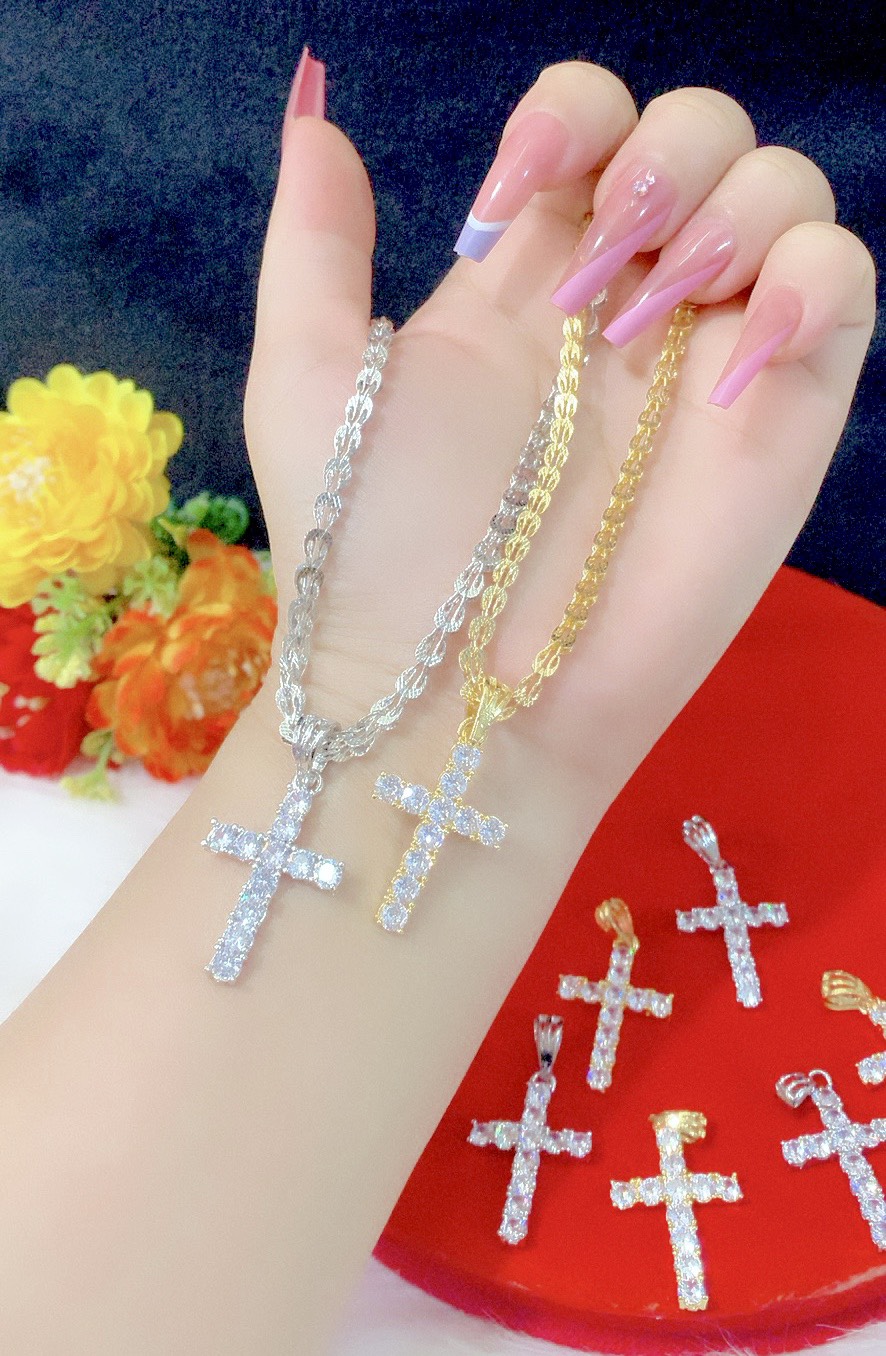 Dây chuyền nữ   mặt thánh giá   mạ 18k cực đẹp P1639