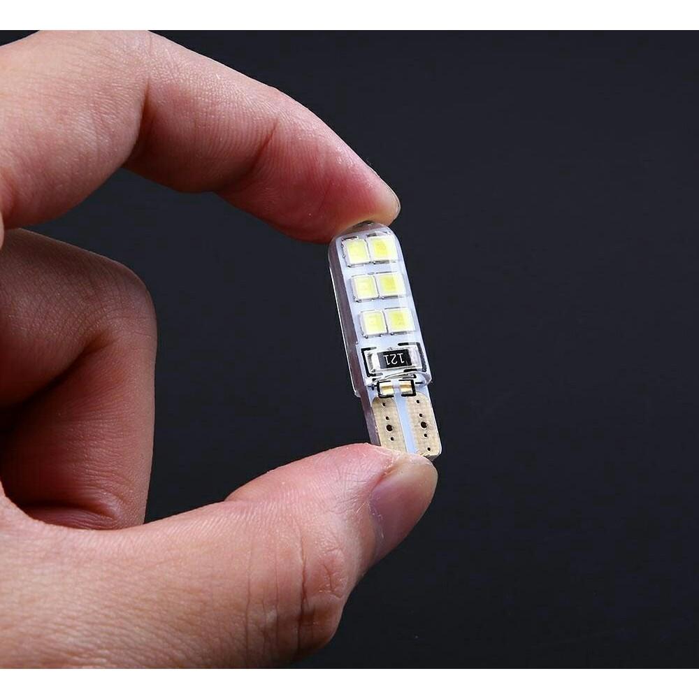 BÓNG LED T10 Đèn Xi Nhan, Đèn Demi Siêu Sáng Cho Xe Máy, Ô Tô, Chân T10 chip SMD Bọc Silicon (Giá 1 bóng)