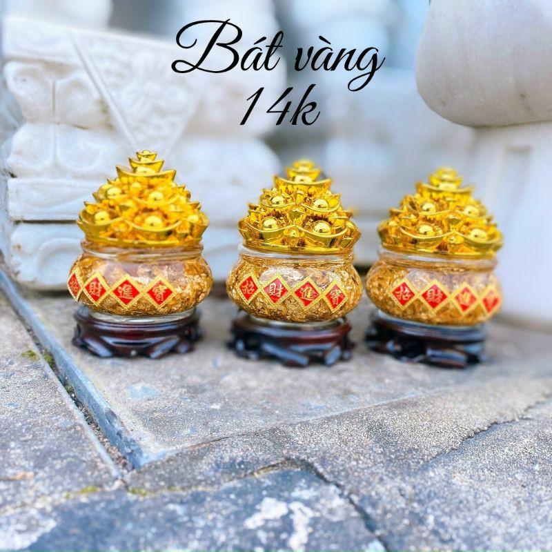 Bát Vàng 14k chiêu tài lộc kèm đế full hộp đẹp