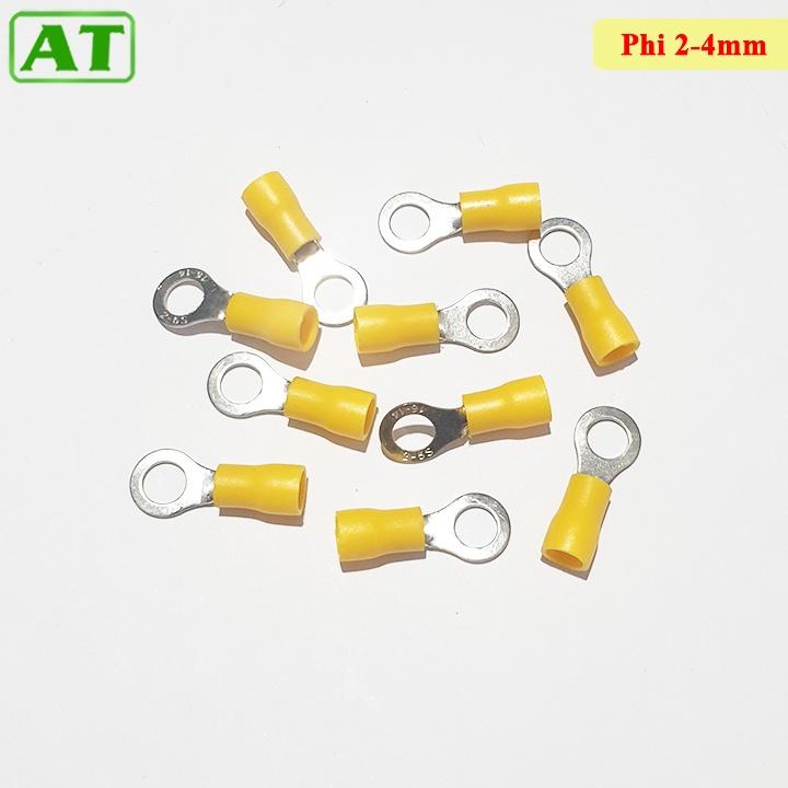 Đầu Cốt Dây Điện Tròn, Đầu Cos Điện Tròn Bọc Nhựa Cách Điện 2-6mm (Gói 10 Cái)
