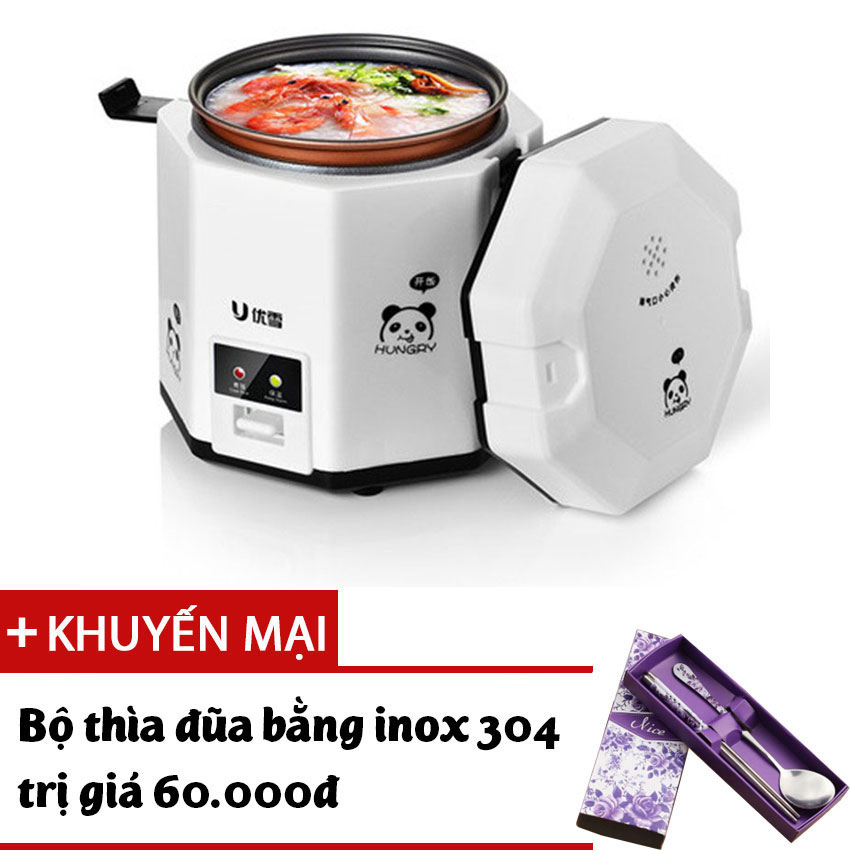 Nồi cơm điện mini 1.2L UXUE B12 nấu cơm hâm nóng nấu cháo hầm xương kèm bộ thìa đũa