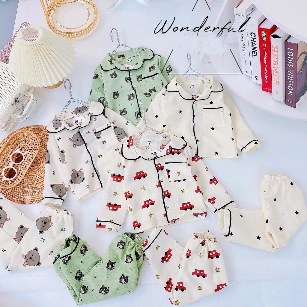 Đồ bộ quần áo pijama chất đũi xốp cho bé QATE898