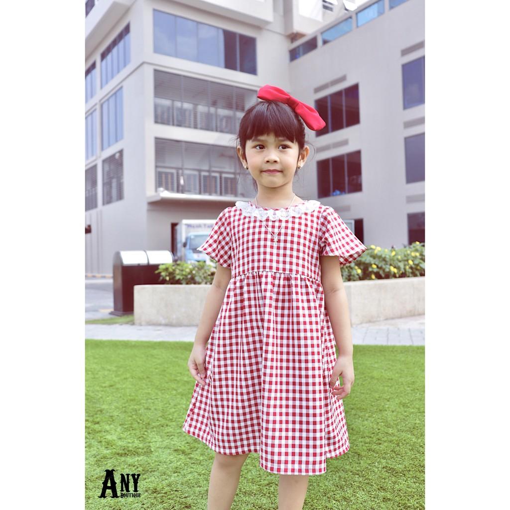 ĐẦM CARO ĐỎ PHỐI REN XINH XẮN CHO BÉ