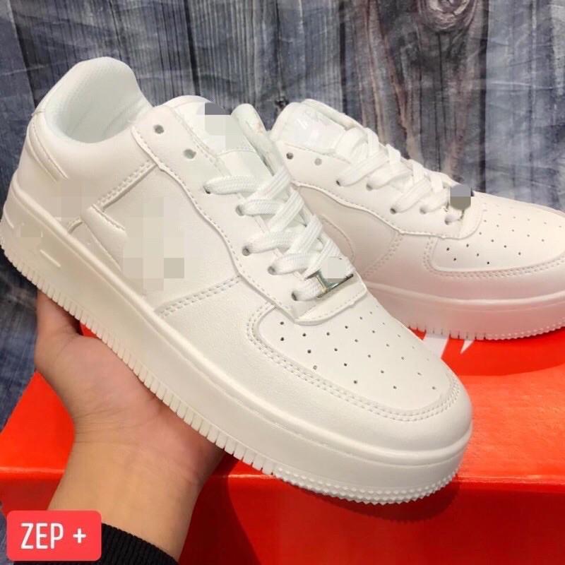 Giày thể thao Sneakers nam nữ Full trắng đế chống trơn tăng chiều cao êm chân thoáng khí phong cách Hàn Quốc GA654