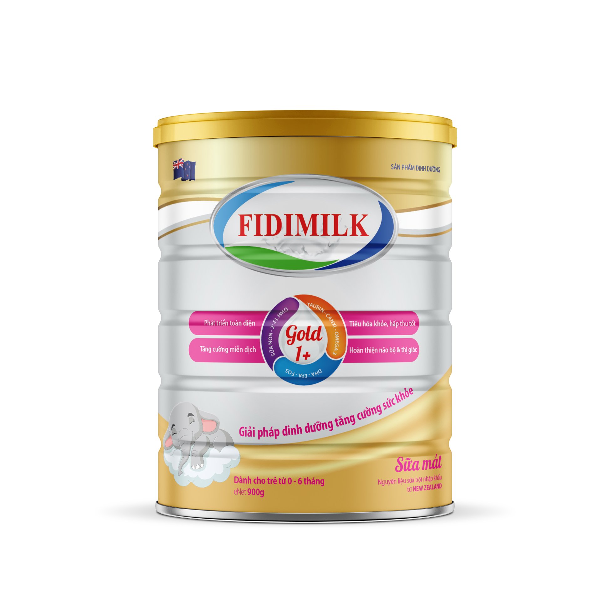 Combo 3 lon Sữa công thức FIDIMILK GOLD 1+ lon 900g - Dinh dưỡng phát triển toàn diện, Dành cho bé 0-6 tháng tuổi.