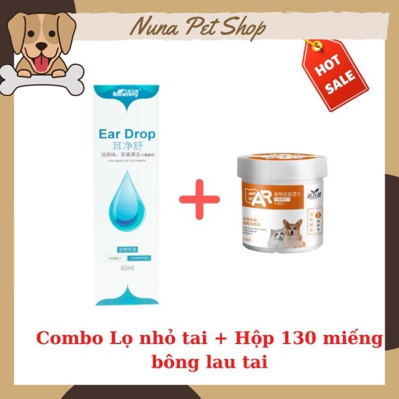 Lọ nhỏ tai cho chó mèo Borammy 60ml (Dung dịch vệ sinh tai cho thú cưng chiết xuất thiên nhiên)