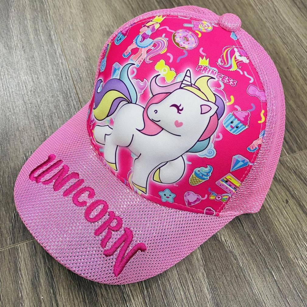 Mũ cho bé gái, nón trẻ em kim tuyến hình ngựa pony, ngựa unicorn in hình sắc nét - Hàng mới về