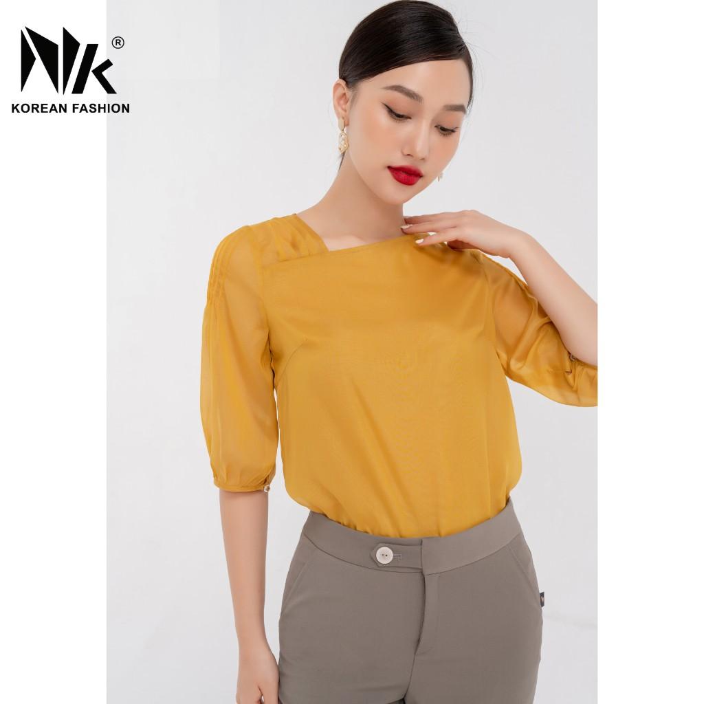 Áo Sơ Mi Nữ Công Sở NK FASHION Cổ Lệch Tay Lỡ, Chất Liệu Voan Lụa Cao Cấp Mềm Mịn NKSM2104004