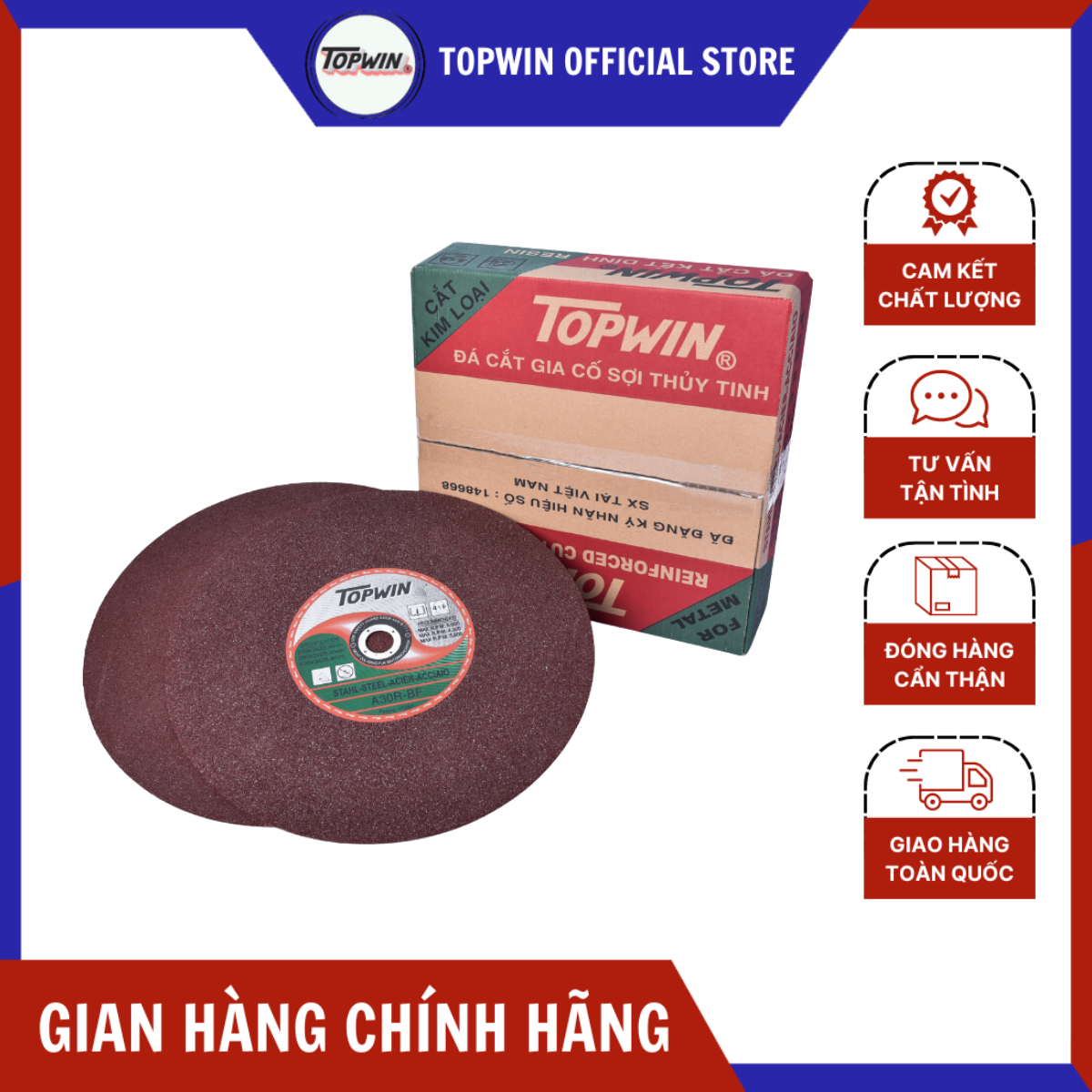 (Combo 5 Viên) Đá Cắt Sắt TOPWIN 400x3x25.4mm Có Độ Sắc Cao Và Bền, Cắt Không Bụi, Ít Hao Mòn | TOPWIN Official Store