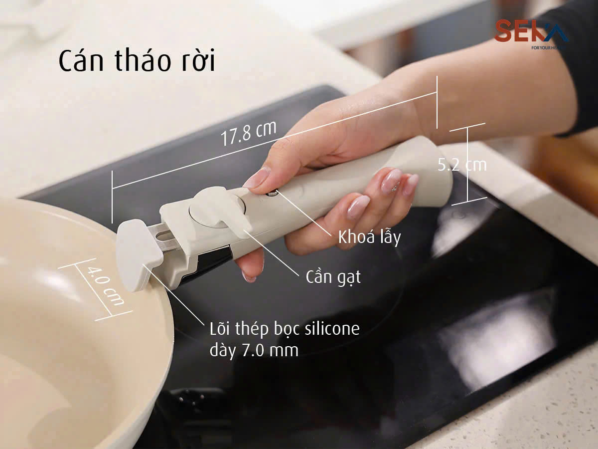 Bộ 3 Nồi Chảo SEKA SKJ6 Nhôm Đúc Nguyên Khối Tay Cầm Tháo Rời Dùng Mọi Loại Bếp - Hàng Chính Hãng Bảo Hành 2 Năm