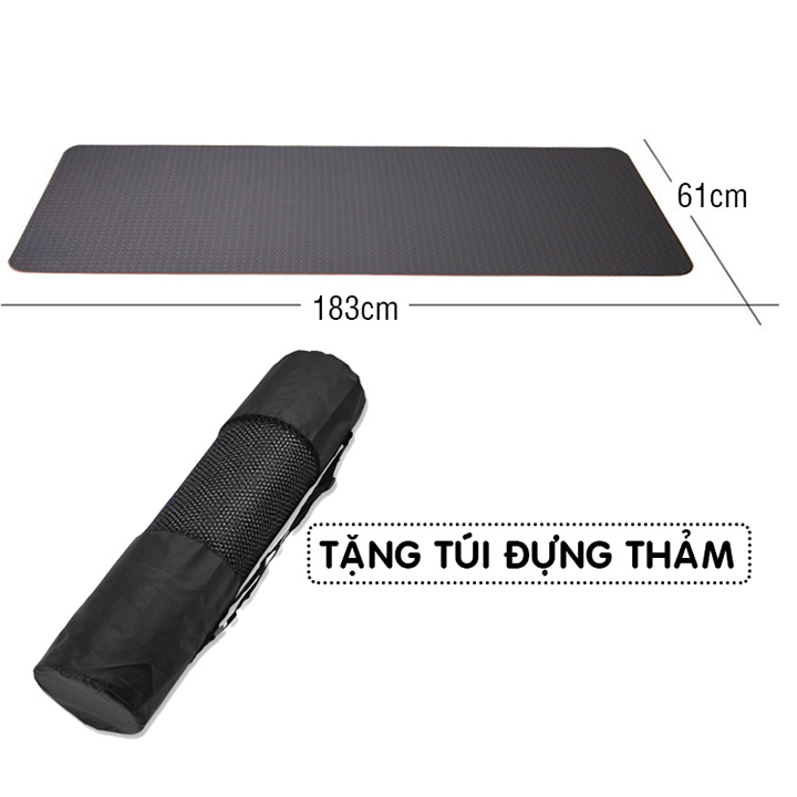 Thảm tập yoga 2 lớp 6mm tặng kèm túi  Rhino M901 cao su non TPE siêu bám, chống trượt, tập gym, thể dục tại nhà - Hàng chính hãng