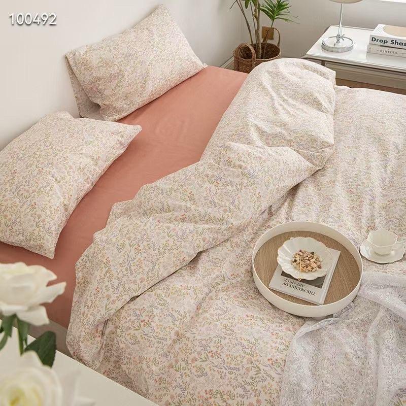 Set Cotton LiVing Hàng Nhập Khẩu Cao Cấp Hoa Nhí Hồng