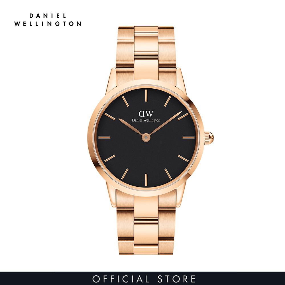 Đồng hồ Nam, Nữ Daniel Wellington dây thép không gỉ - Iconic Link mặt đen - vỏ