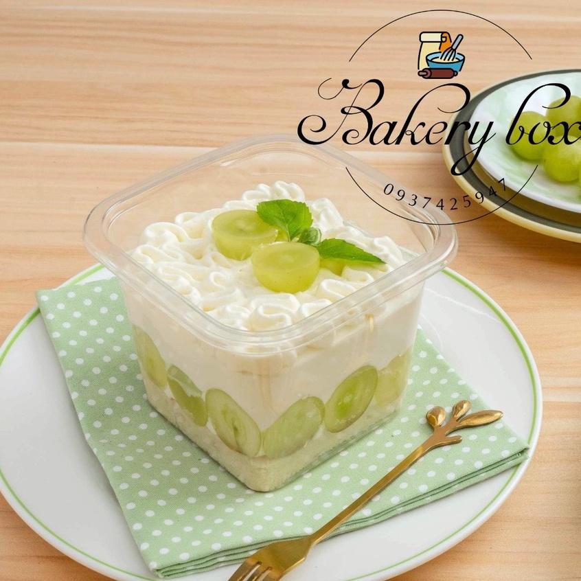 B10-08 | Set 50c Hộp Nhựa Vuông Đựng Bánh Lạnh - Bánh Mousse - Tiramisu - Rau Câu