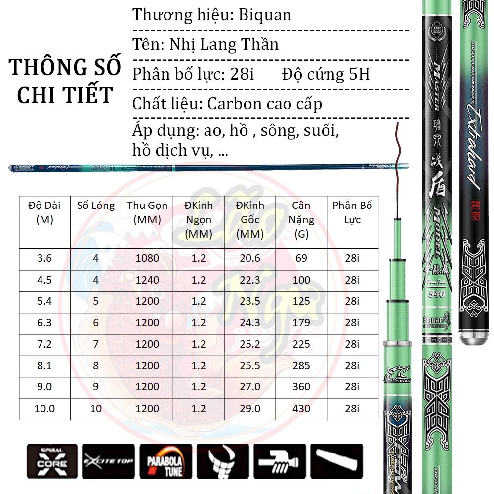 Cần câu tay Biquan Nhị Lang Thần 5H siêu nhẹ, siêu cứng, cảm giác câu tốt, tải cá lớn