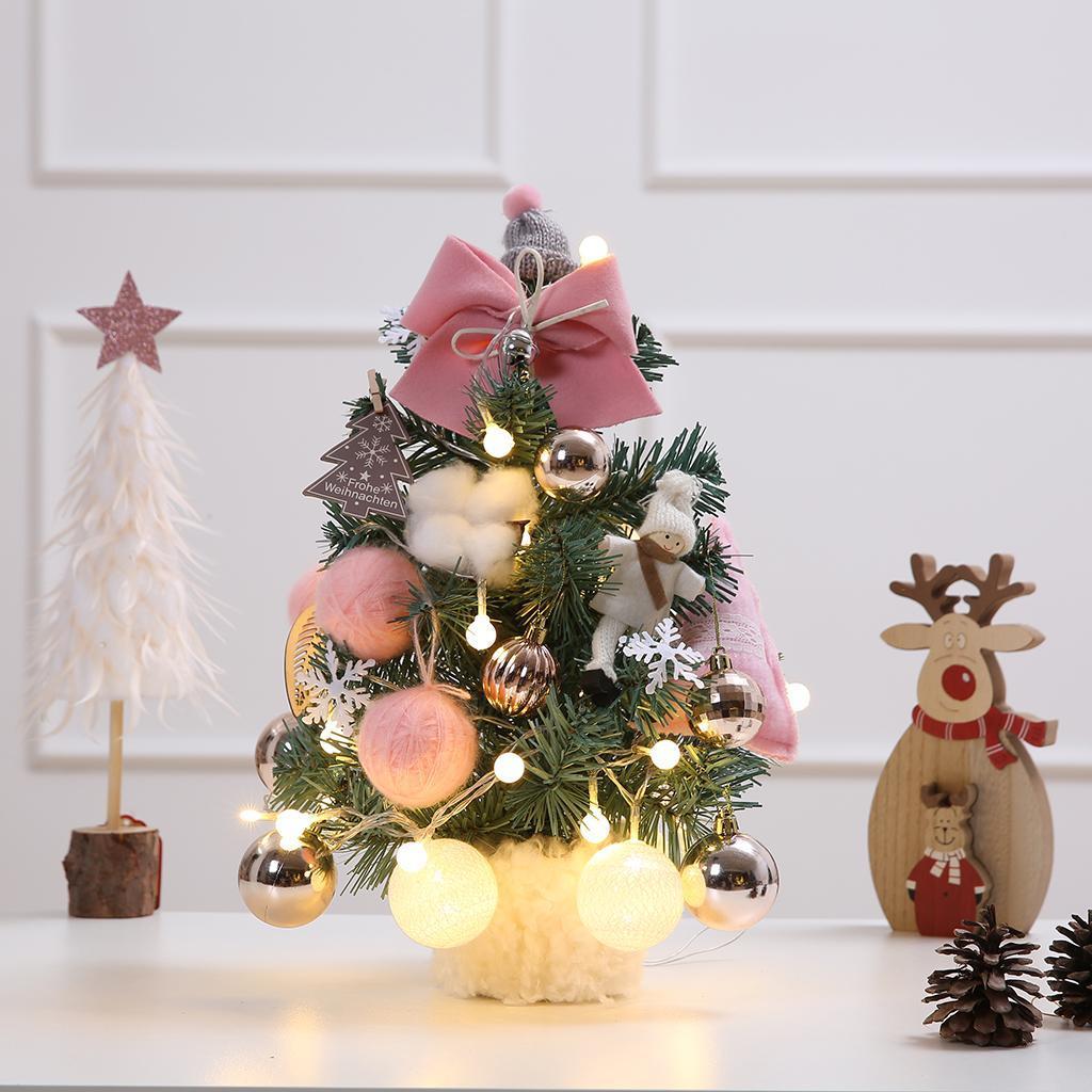 14" Christmas Tree Home Shopping Mall Windowsill Table Xmas Tree Decor Pink