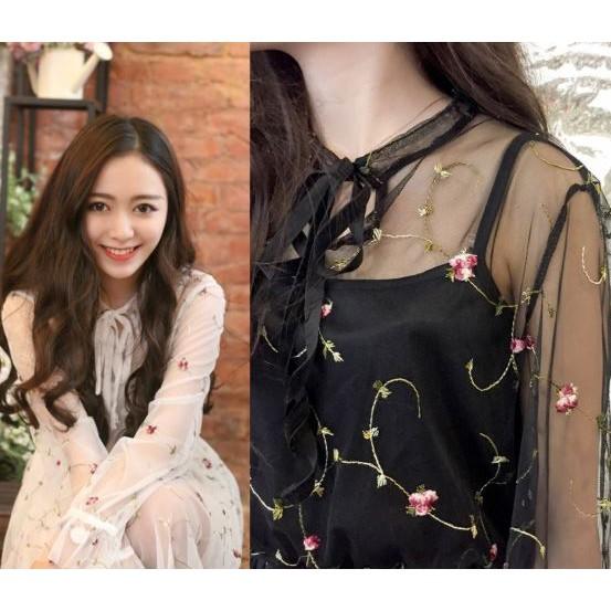 Đầm công chúa thêu hoa nhí phong cách Hàn Quốc