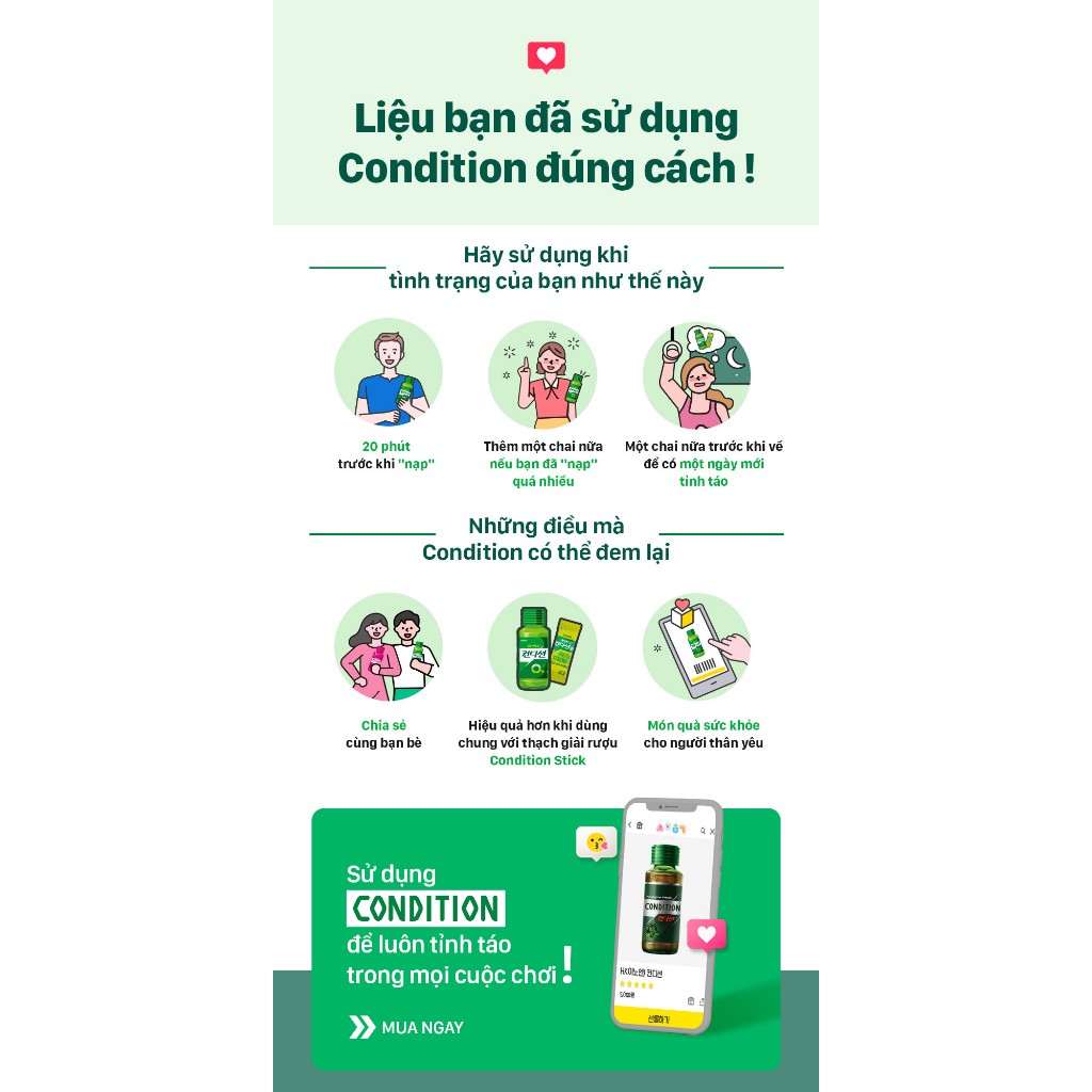 Set quà tặng 10 chai Nước Giải Rượu Condition hỗ trợ giải rượu và giải độc gan 75ml