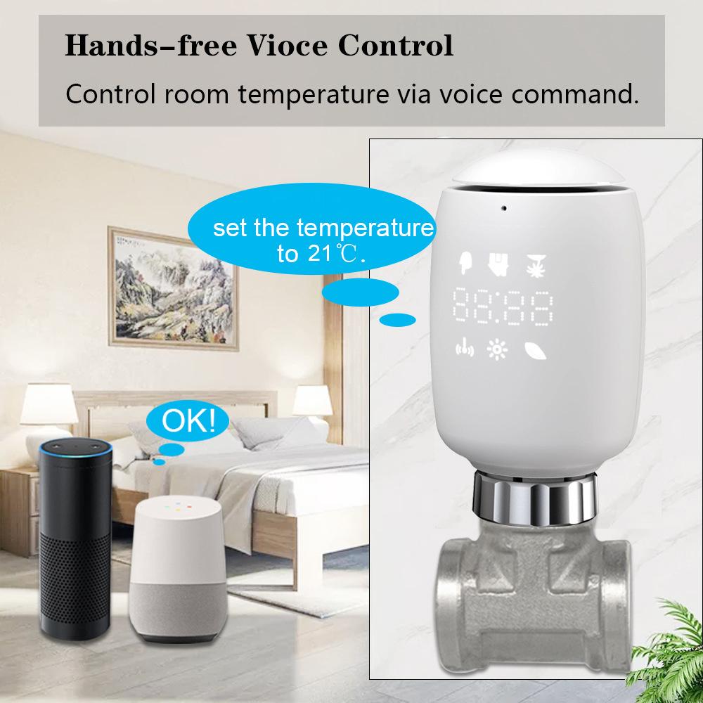 Tuya Zigbee3.0 Thermostatic Radiator Valve Temperature Controller Intelligent Radiator Actuator Support Voice Control Compatible with Alexa Google Assistant