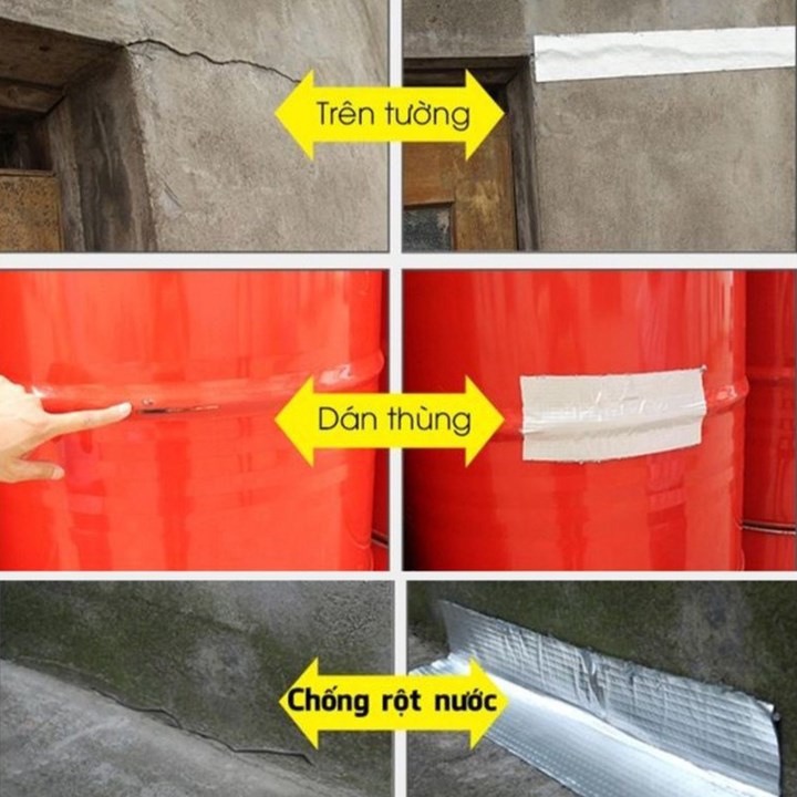 combo 2 cuộn Băng keo chống thấm, chống dột cao cấp Bosui Nhật Bản siêu dính đa năng khổ 20cm x 5m