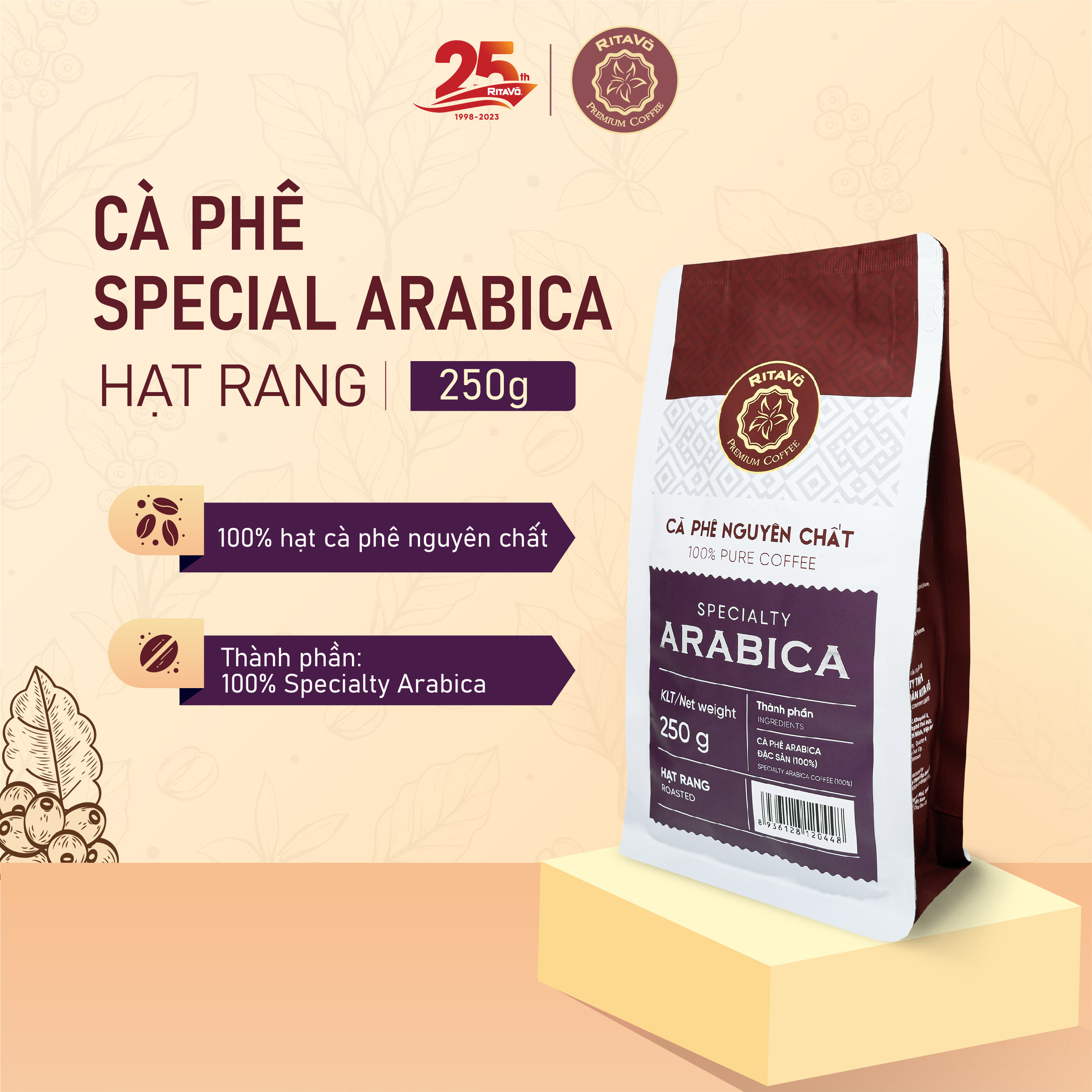 Cà phê hạt rang Rita Võ Cafe Specialty Arabica 250g