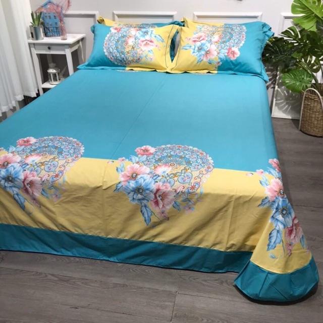 Set Côtton Living Hàng Nhập Khẩu Cao Cấp 4 Món Mẫu Mới Nhất 2020 Hoa Khung
