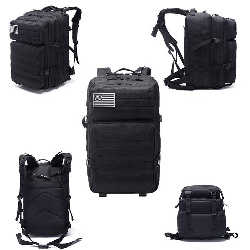 50L Outdoor Camping Bag  Day Backpack  Rucksack Black