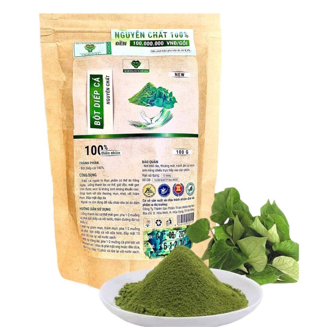 Bột Diếp Cá Nguyên Chất Mẹ Ken 100g - Giúp lành vết thương, mụn nhọt, vết thâm mụn, đắp mặt đẹp da