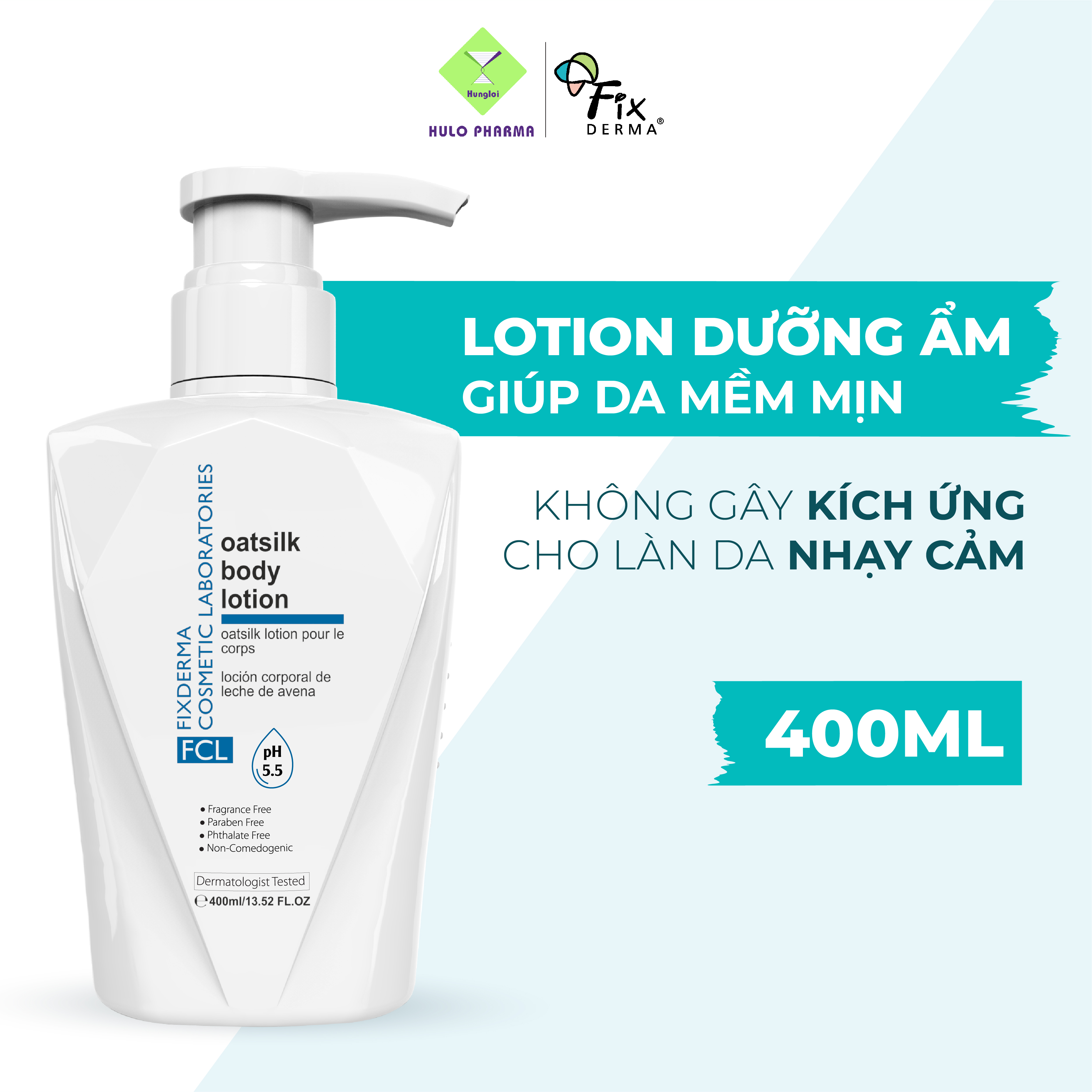 Lotion Dưỡng Ẩm Cho Da Nhạy Cảm Fixderma FCL Oat Silk Body Lotion (400ml)