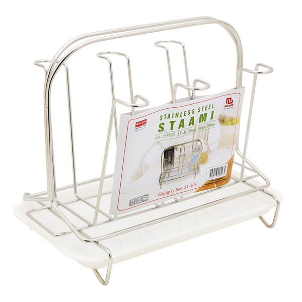 Giá úp ly có khay hứng inox cao cấp không gỉ kiểu Hàn Quốc ST_403