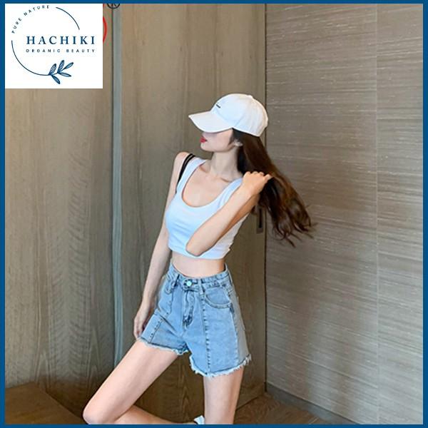 Quần đùi jean nữ lưng cao đẹp thời trang cao cấp HACHIKI phong cách Hàn Mã QSJ01 - S