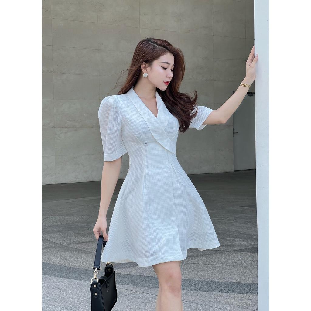 Đầm vest cổ sam xanh lá, trắng, đen Joven