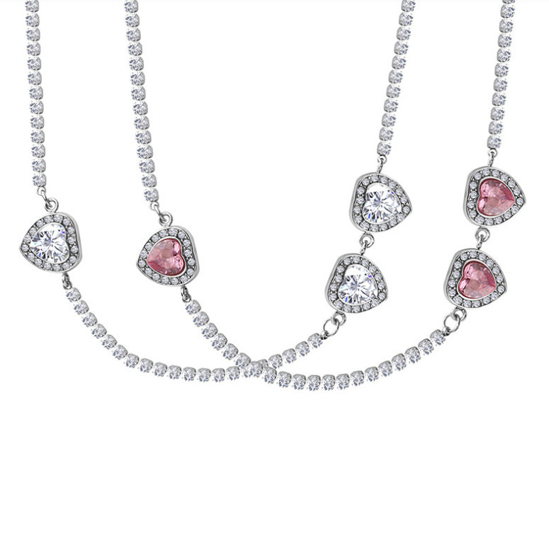 Dây Chuyền Nữ Dự Tiệc Đính Đá Zircon Sang Trọng Titan Ko Đen TT4544