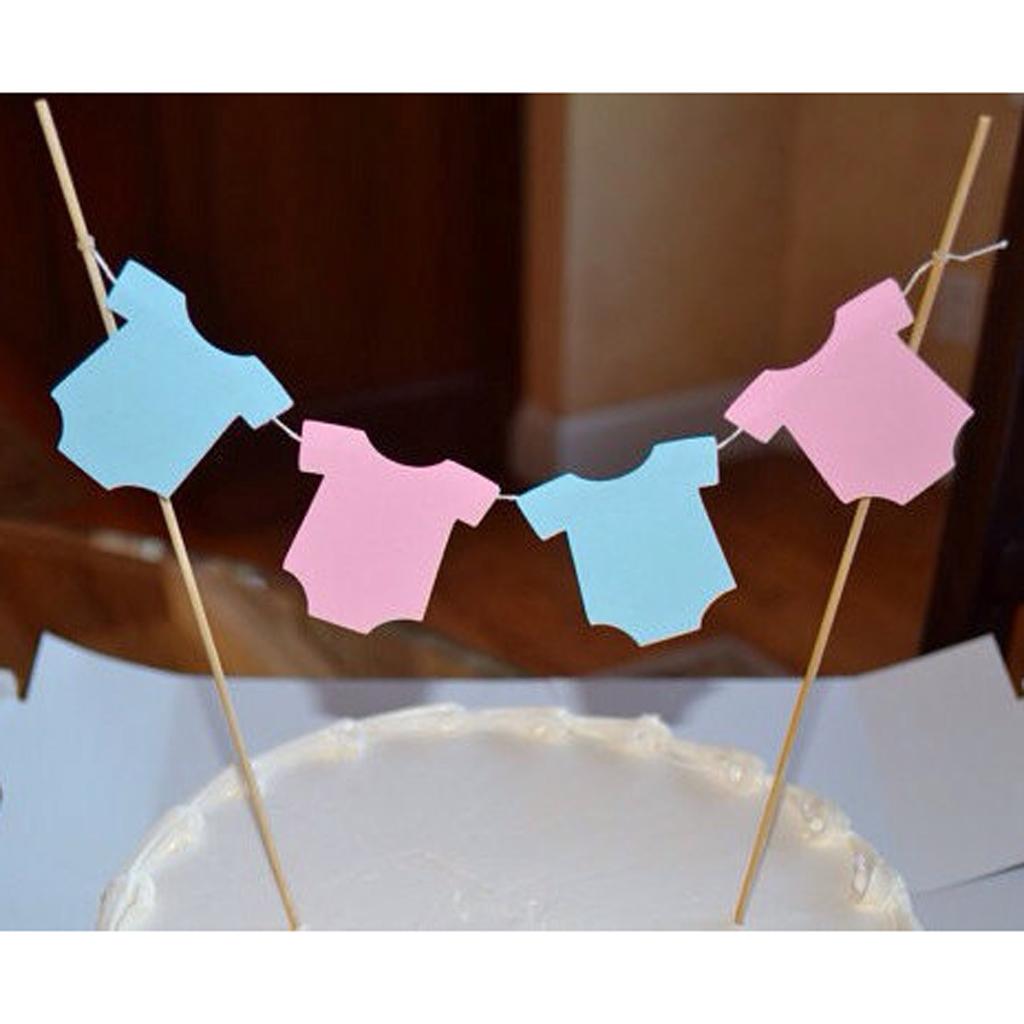 Cute Baby Clothes Cake Topper Banner Baby Shower Birthday Party Decor