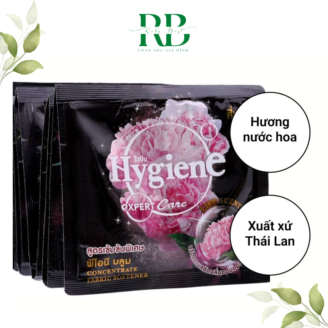 Nước Xả Vải Hygiene Thái Lan Đậm Đặc Thơm Lâu làm Mềm Vải Dùng Được Cho Quần Áo Trẻ Em Dây 12 Gói Được Chọn Màu