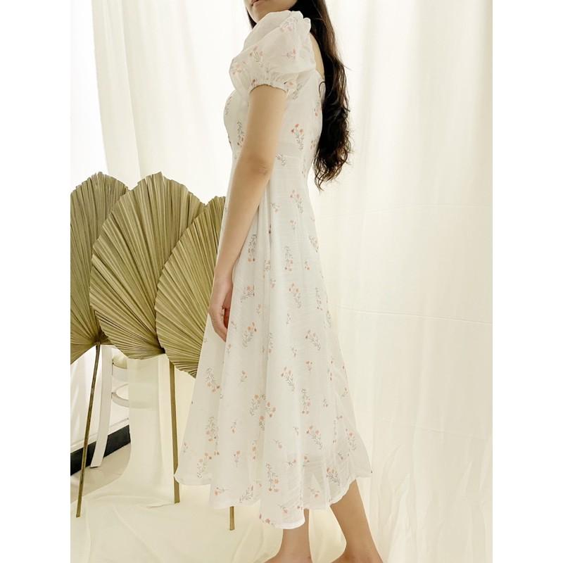 Lover dress - Đầm Midi nút bọc cổ vuông